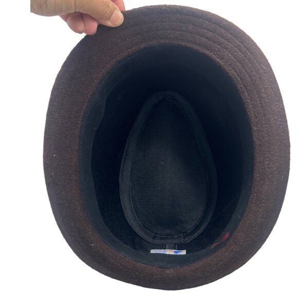 Mega Cap Short Brim Fedora Hat 60% wool 40% Rayon Size M Brown - Picture 7 of 9